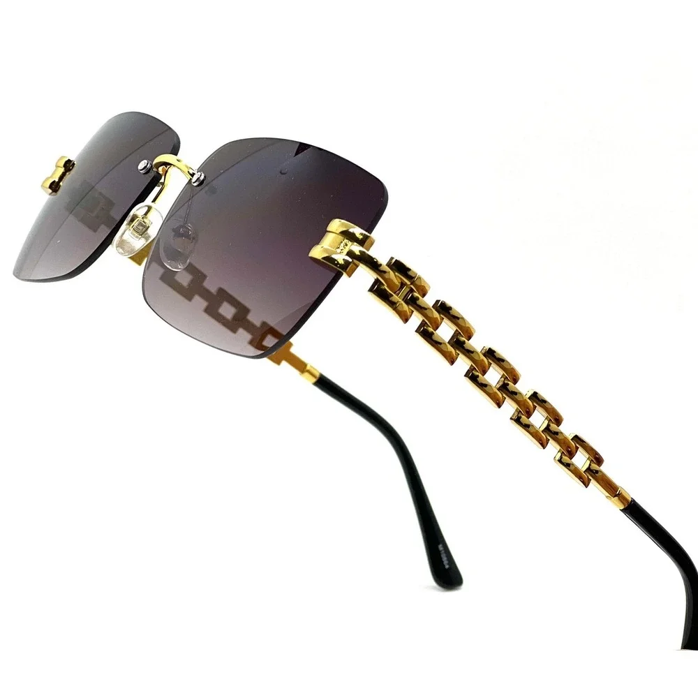 Men Sunglasses Square Metal Gold Frame UV400 Protection Outdoor Hip‎ Hop Style